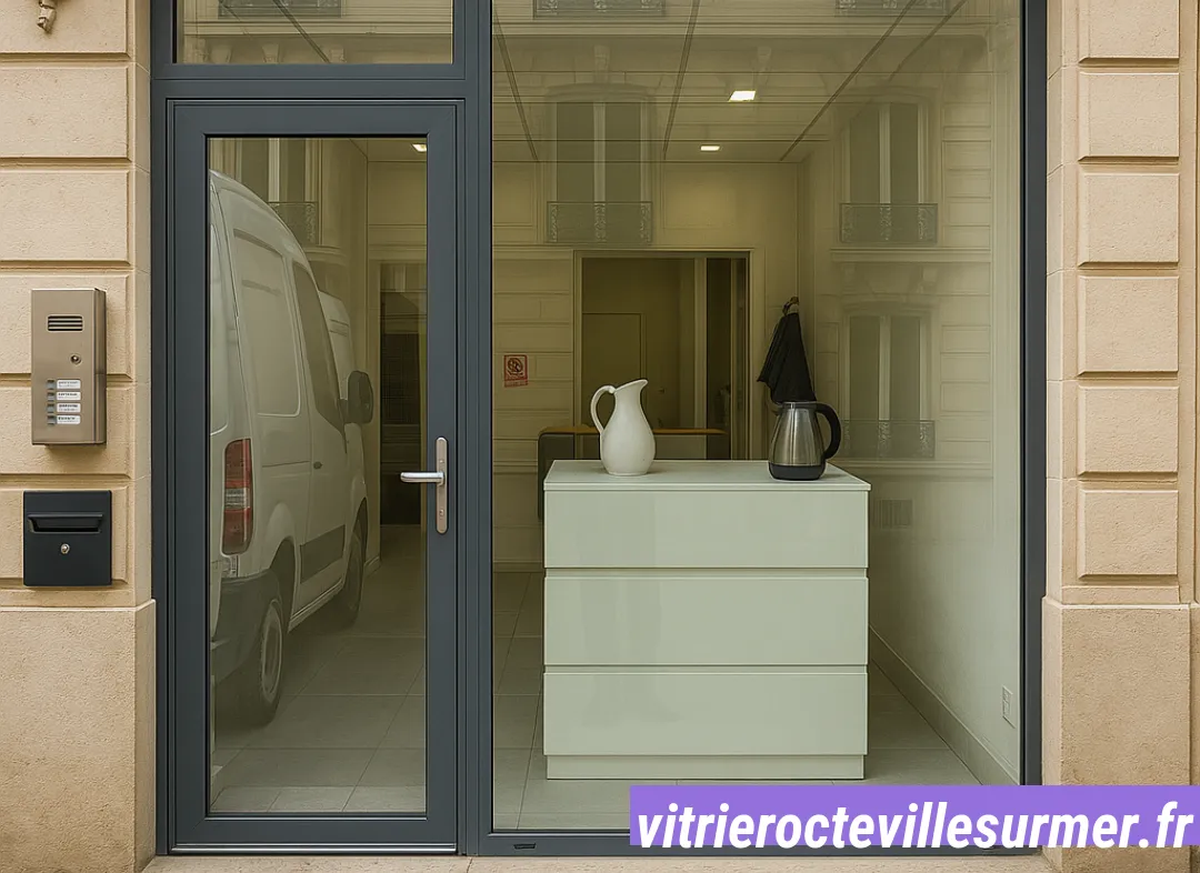 Façade vitrine de magasin en aluminium sur mesure à Octeville-sur-Mer